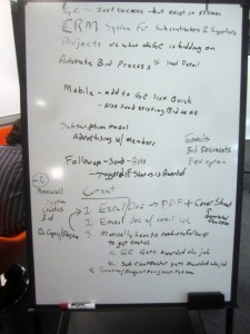 Whiteboard of our startup brainstorming.